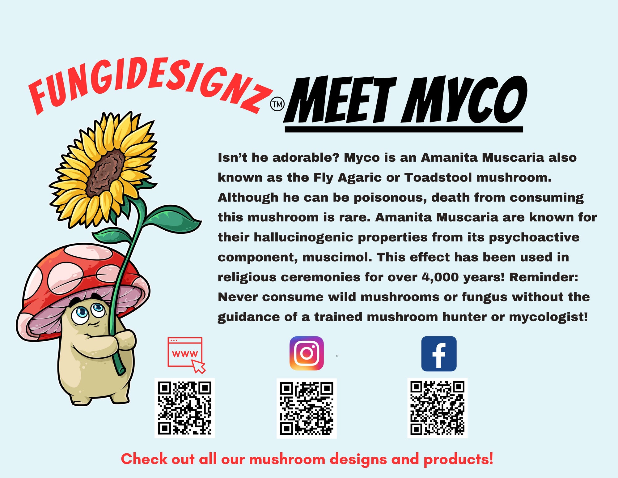 Myco The Amanita Mushroom - Sticker